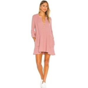 Free People FP Beach Woodrose Mauve Morgan Henley Dress
